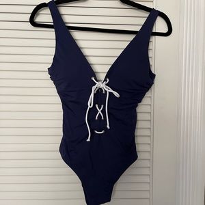 Mare Blu Laceup Plunge One Piece Swimsuit - Size S